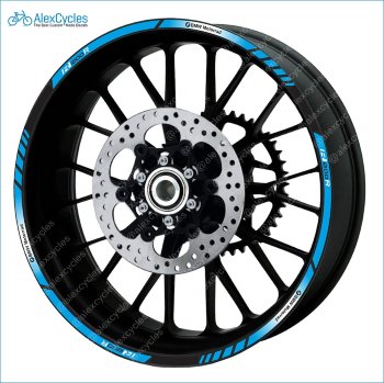BMW Motorrad Motorsport R1200R Light Blue Laminated Decals Stickers Kit Laminated vinyl stripes, decals, stickers for your wheel rims.