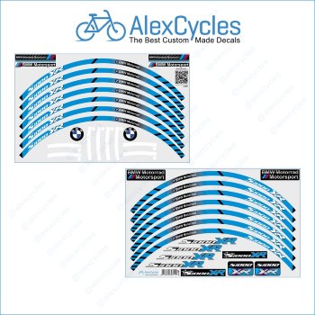 BMW Motorrad Motorsport S1000XR Light Blue Laminated Decals Stickers Kit Laminated vinyl stripes, decals, stickers for your wheel rims.