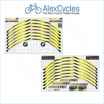 BMW Motorrad Motorsport Yellow F750GS Laminated Decals Stickers Kit  Laminated vinyl stripes, decals, stickers for your wheel rims.